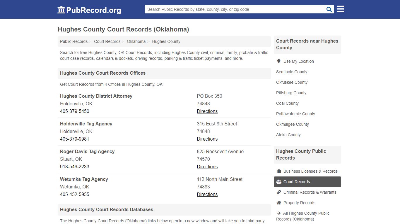 Free Hughes County Court Records (Oklahoma Court Records)