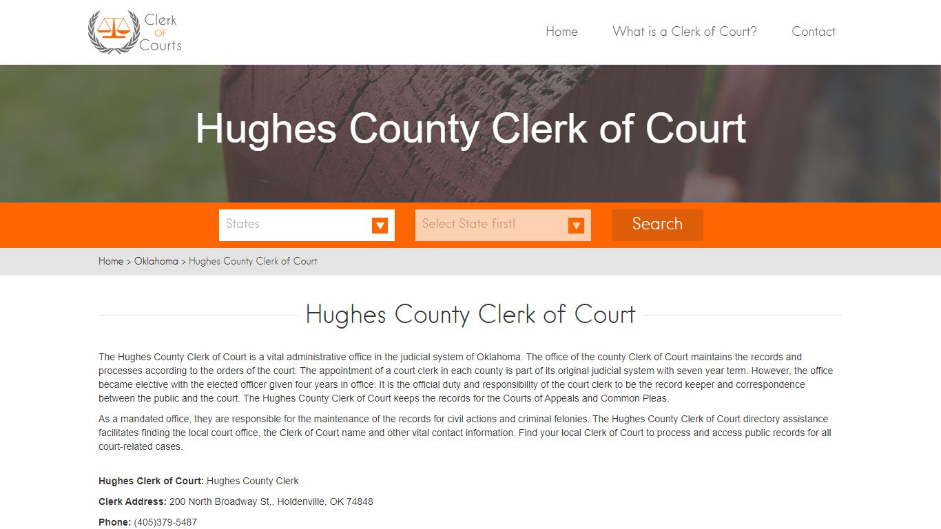 Find Your Hughes County Clerk of Courts in OK - clerk-of-courts.com